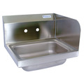 Bk Resources Hand Sink Stainless Steel, Right Side Splash 1-7/8" DR 2 Holes BKHS-W-1410-RS